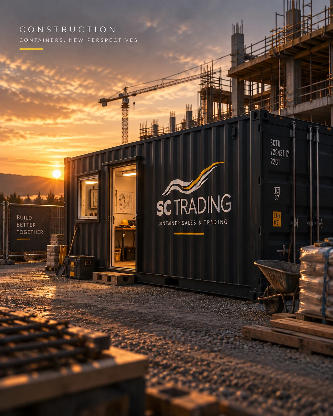 Container op een bouwwerf
